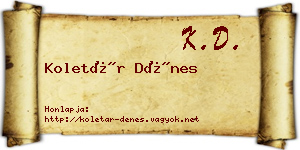 Koletár Dénes névjegykártya