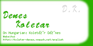 denes koletar business card